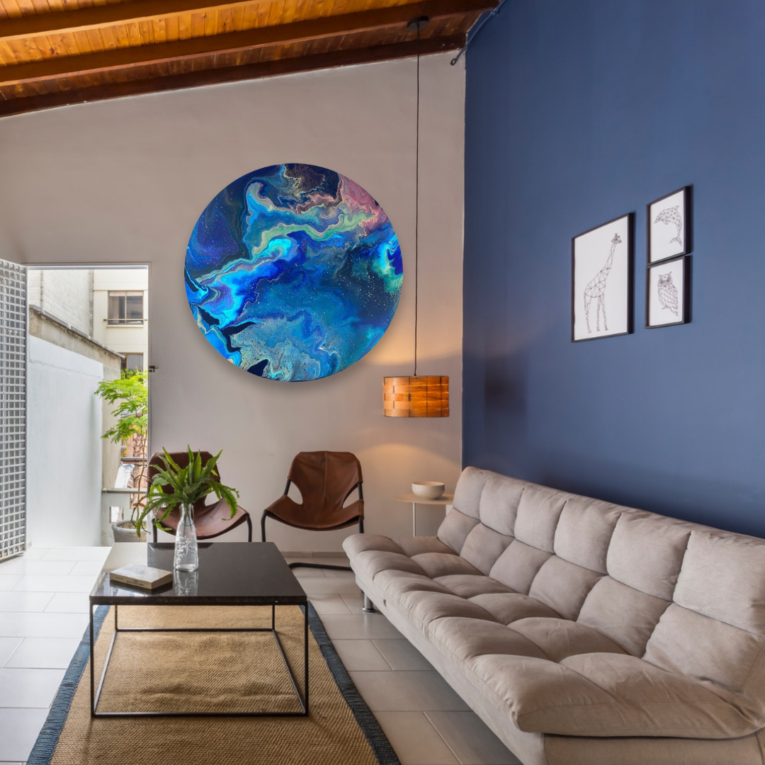 Epoxy schilderij - NORTHERN LIGHTS - Ø60 cm