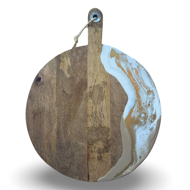 Luxe XL ronde borrelplank beige/goud/wit