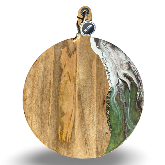 Luxe XL borrelplank olijfgroen/wit/goud/koper