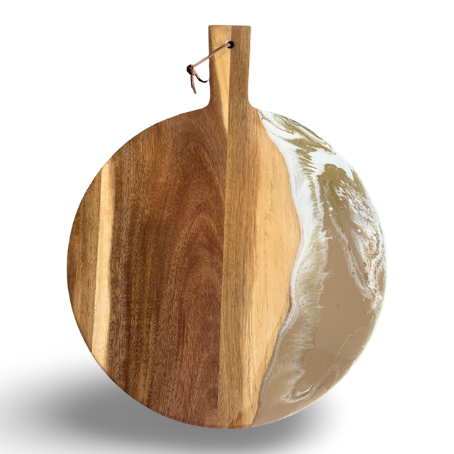 Luxe ronde borrelplank -40x30 -beige/wit/goud