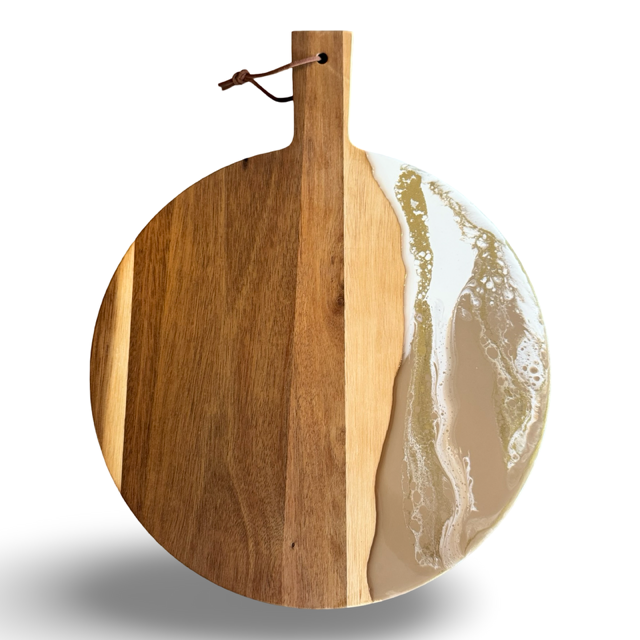 Epoxy borrelplank -40x30 -beige/wit/goud