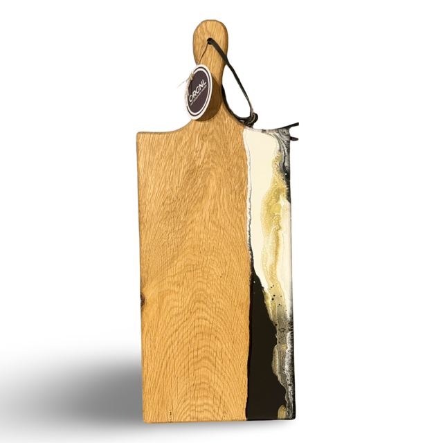 Luxe borrelplank - 50 cm - zwart/wit/goud