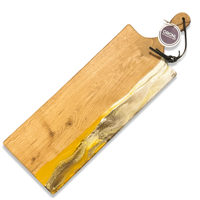 Luxe borrelplank - 60 cm - oker/wit/bruin/goud