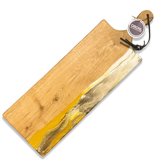 Luxe borrelplank - 60 cm - oker/wit/bruin/goud