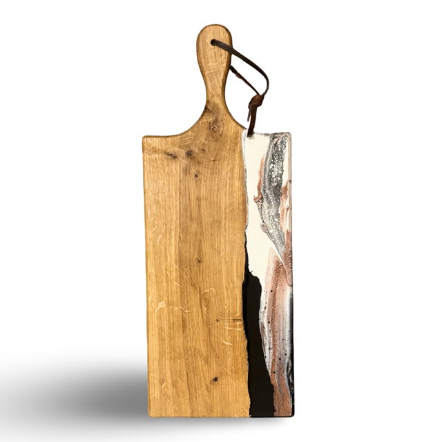 Eikenhouten luxe borrelplank zwart/wit/koper - 50 cm