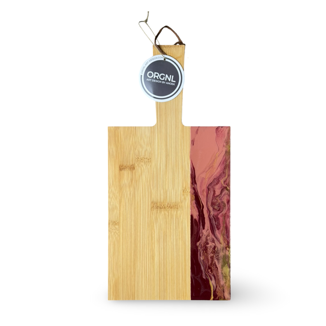 Epoxy borrelplank bordeaux/roze/goud maat M
