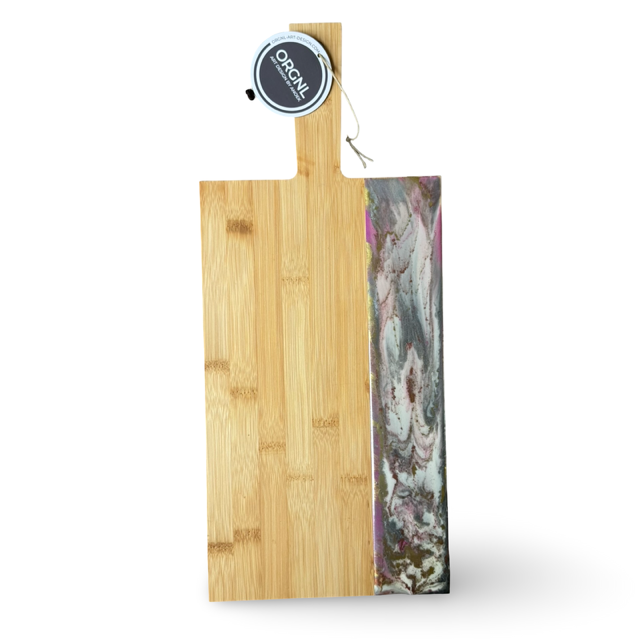 Borrelplank epoxy grijs/wit/roze/goud maat L