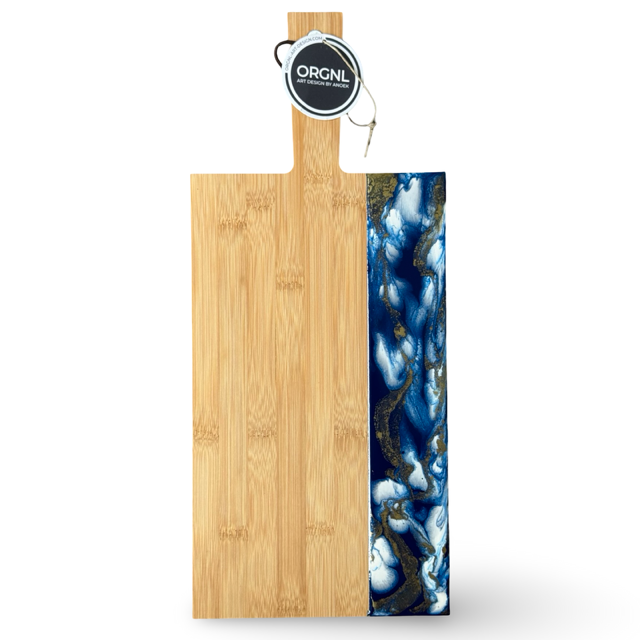 Epoxy snijplank blauw/wit/goud maat L