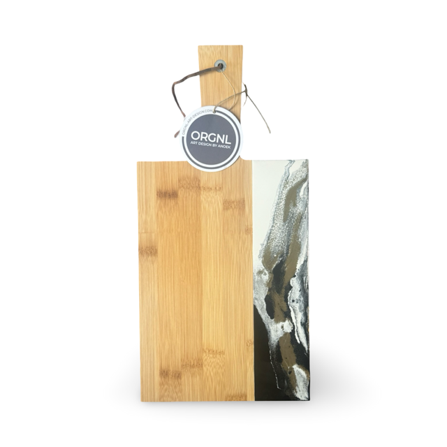 Epoxy borrelplank wit/zwart/goud maat M