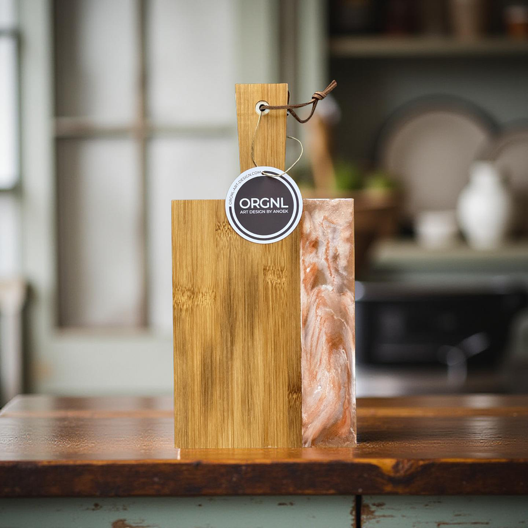 Epoxy borrelplank roze/bruin/brons/wit/ maat S