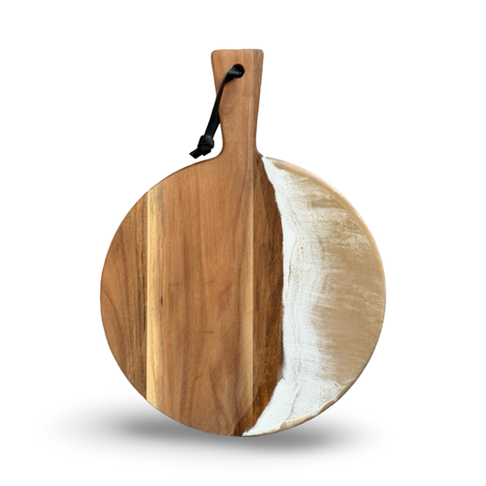 Luxe ronde borrelplank -40x30 -beige/wit/goud