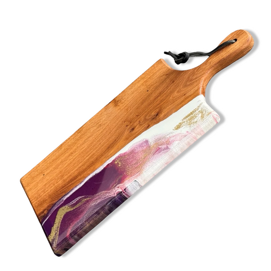 Luxe borrelplank 50 cm paars/wit/goud