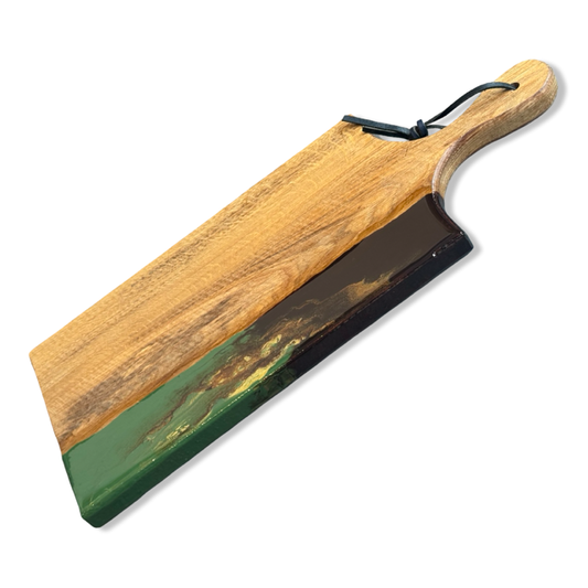 Luxe borrelplank - 50 cm - olijfgroen/bruin/goud