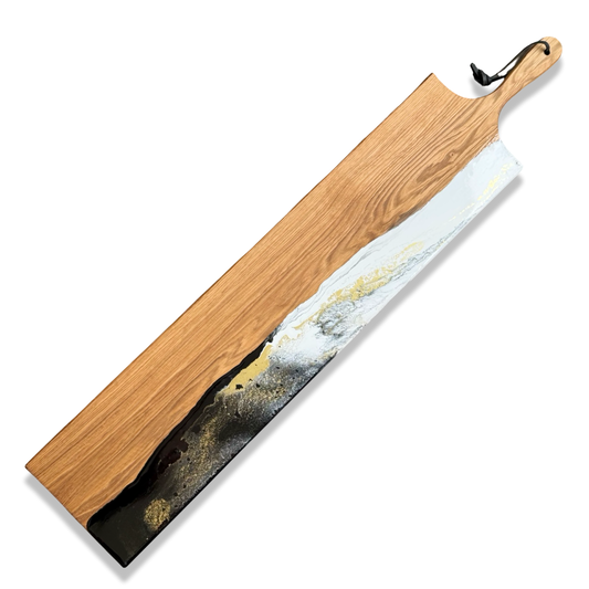 Luxe borrelplank XL Deluxe - 80 cm- zwart/wit/goud