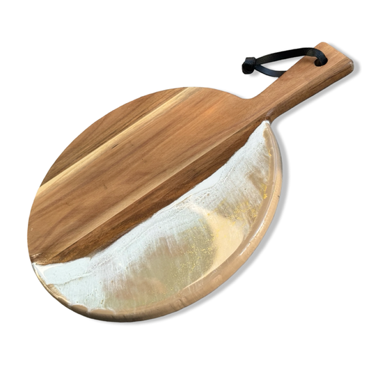 Luxe ronde borrelplank -40x30 -beige/wit/goud