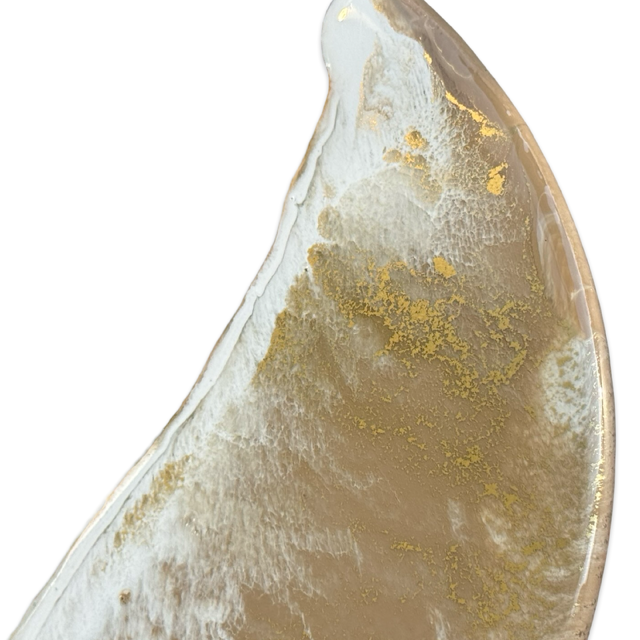 Luxe ronde borrelplank -40x30 -beige/wit/goud