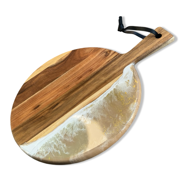 Luxe ronde borrelplank -40x30 -beige/wit/goud