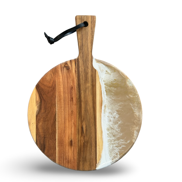 Luxe ronde borrelplank -40x30 -beige/wit/goud