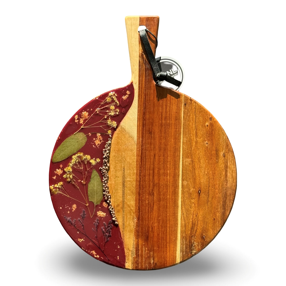 Luxe ronde borrelplank -Flowers and stones