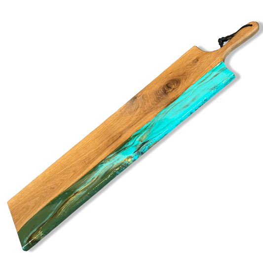 Luxe XXL borrelplank - 95 cm - olijfgroen/turquoise/bruin/goud