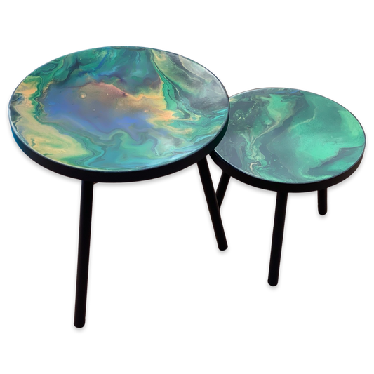 Set epoxy bijzettafels - maatwerk