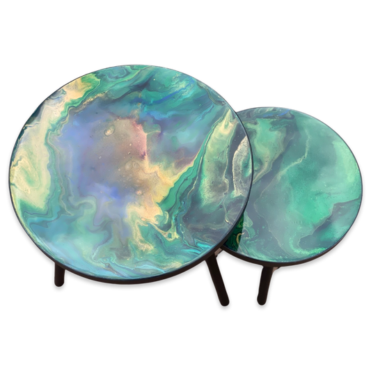 Set epoxy bijzettafels - maatwerk