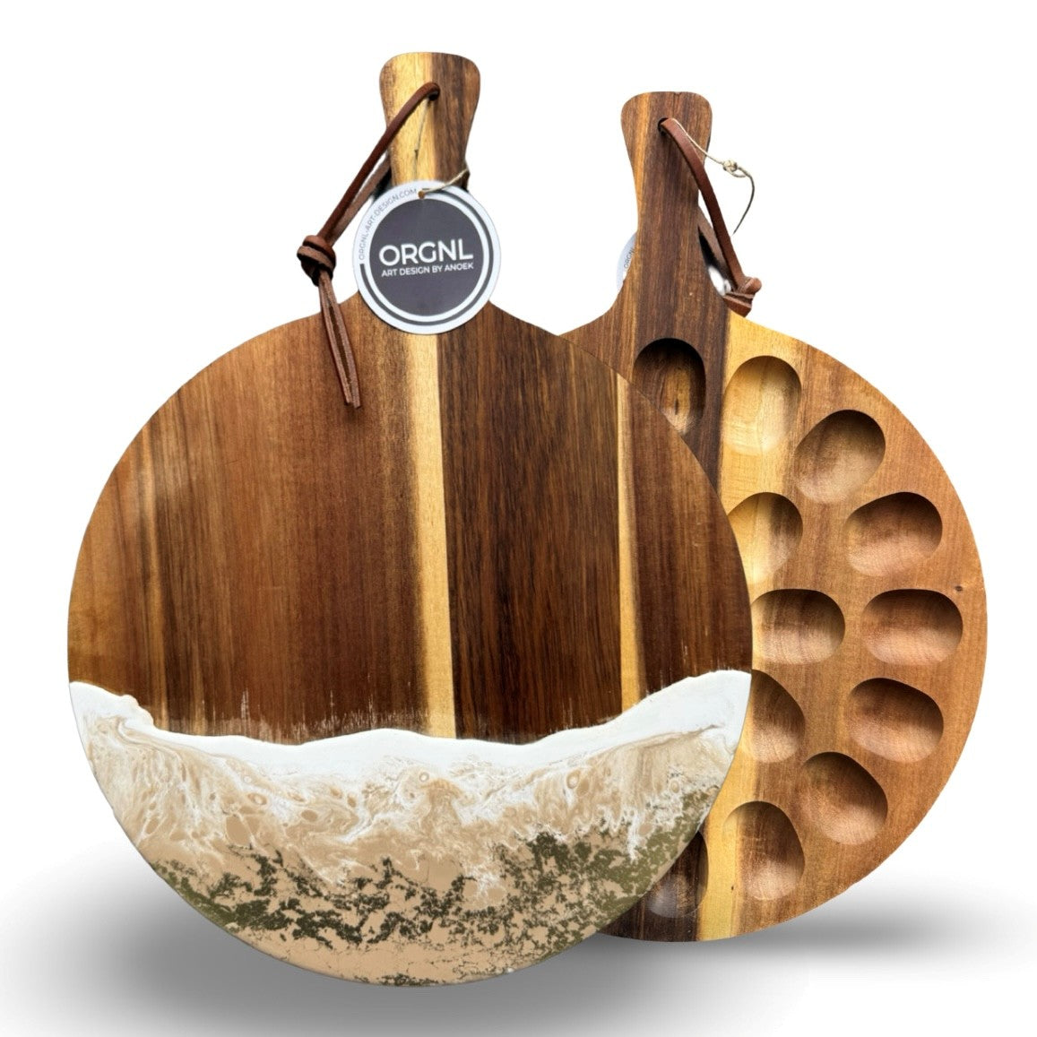 Ronde epoxy borrelplank/eierplateau-24 gaten