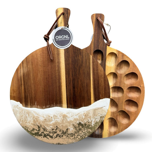 Ronde epoxy borrelplank/eierplateau-24 gaten