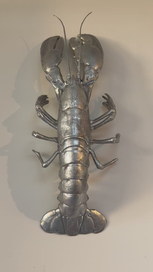 Metallic kreeft decoratie zilver