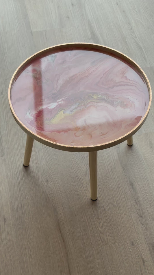 Bijzettafel epoxy met bladgoud brons 50x38,5cm