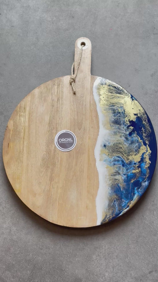 Luxe borrelplank blauw/wit/goud