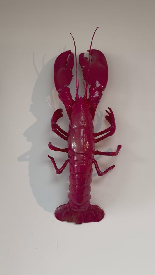 Wanddecoratie kreeft - Koraal/goud - 50 cm