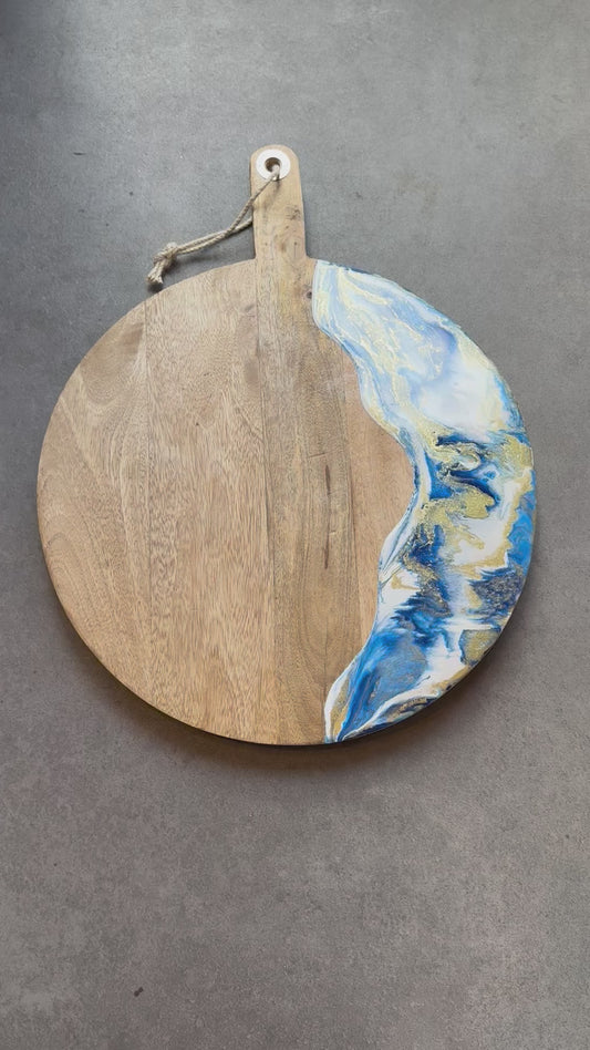 XL ronde epoxy tapasplank Deluxe Delftsblauw