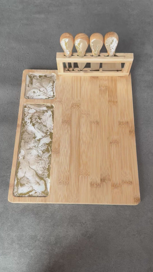 XL epoxy borrelplank incl. 4 kaasmesjes