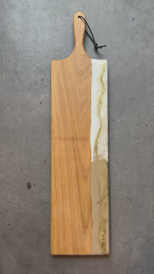 XL Luxe eikenhouten borrelplank - wit/beige/goud - 80 cm