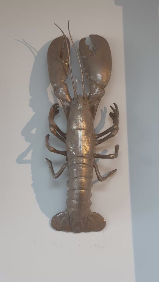 Wanddecoratie kreeft - Beige/parelmoer - 50 cm
