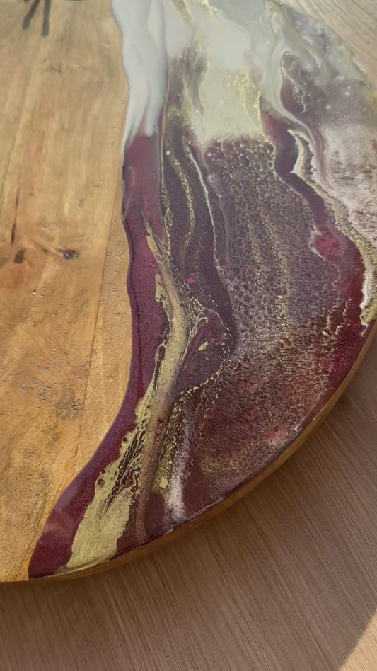 Luxe XL borrelplank Deluxe bordeaux/wit/goud