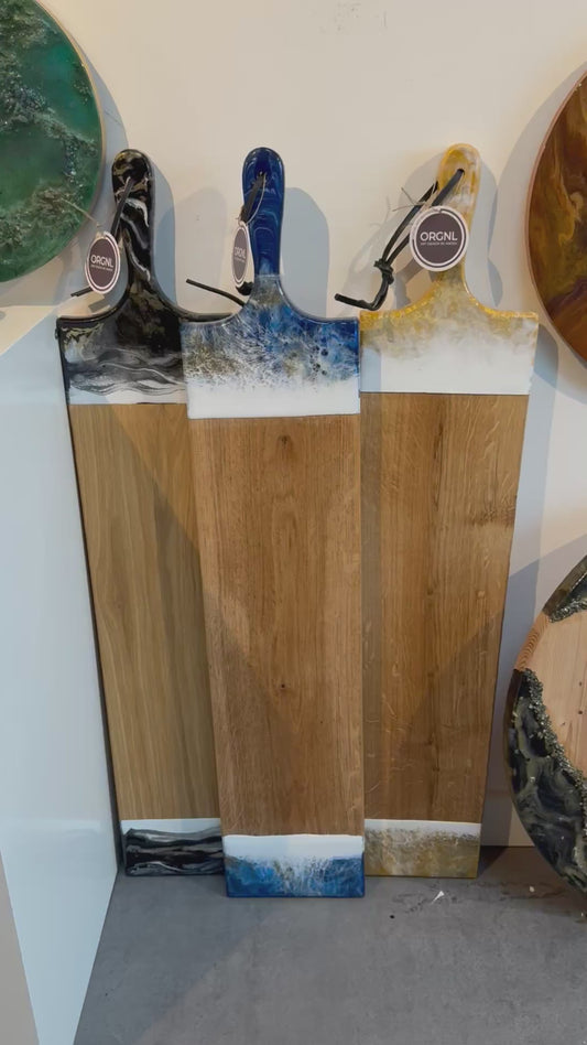 Luxe XXL borrelplank Glamour - 95 cm - wit/oker/goud