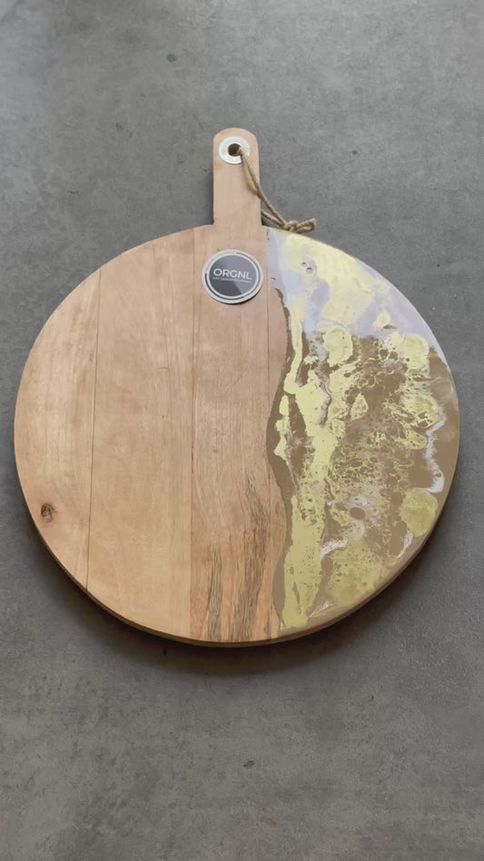 Luxe XL ronde borrelplank Deluxe beige/goud/wit