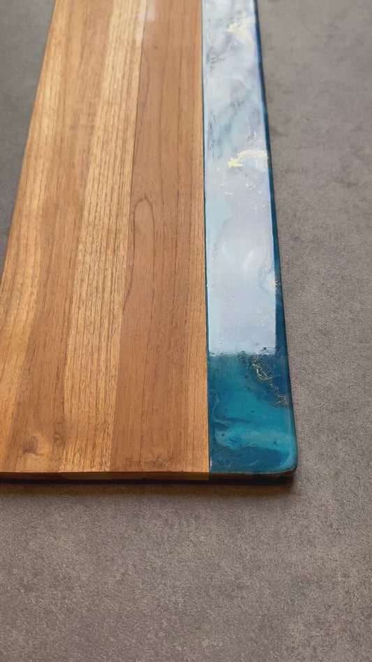 XL epoxy borrelplank blauw/goud/wit 70 cm