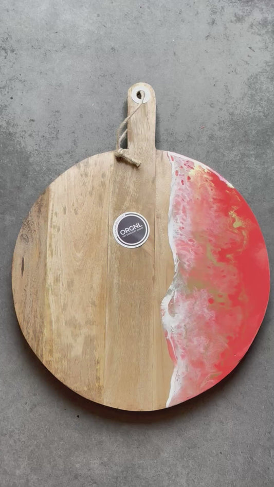 Luxe borrelplank met epoxy koraal/wit/goud