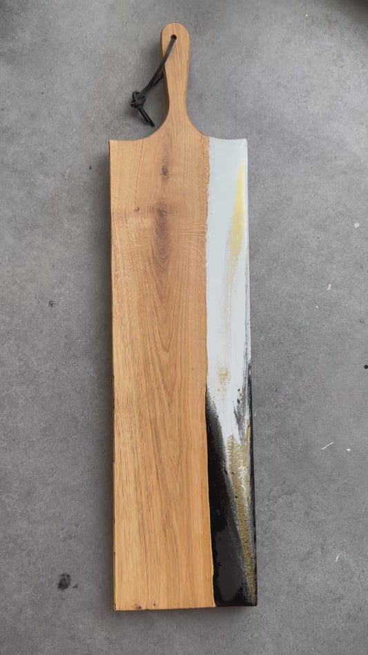 Luxe XL borrelplank zwart/wit/goud  80 cm