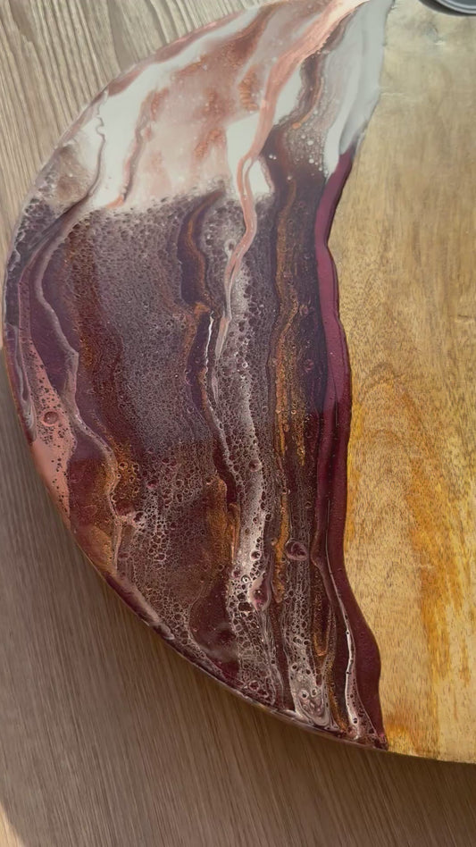 Luxe XL borrelplank Deluxe bordeaux/wit/koper