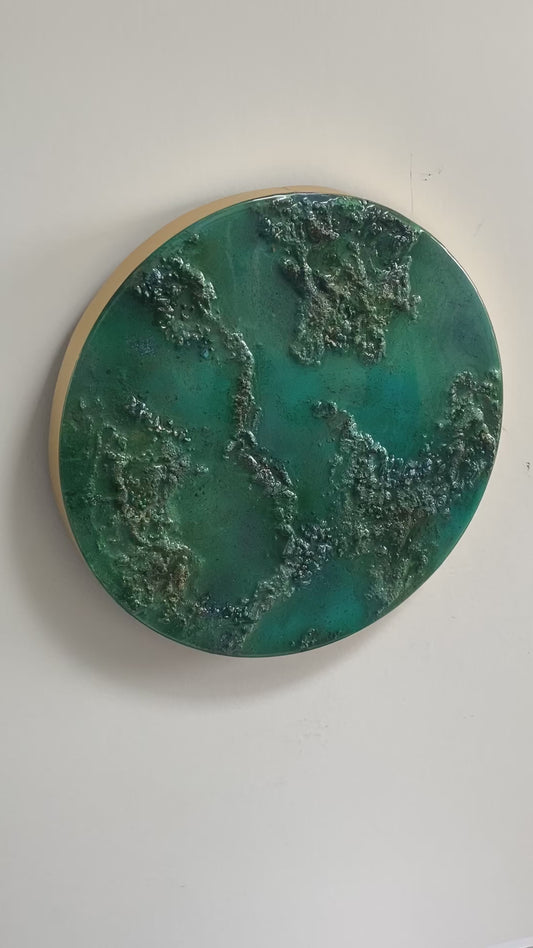Mixed media epoxy kunstwerk- REEF - Ø30 cm