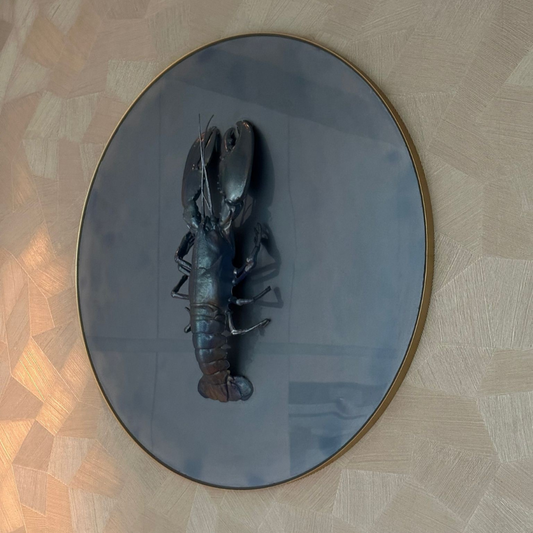 Wanddecoratie kreeft - epoxy schilderij - IJsblauw- Ø80 cm