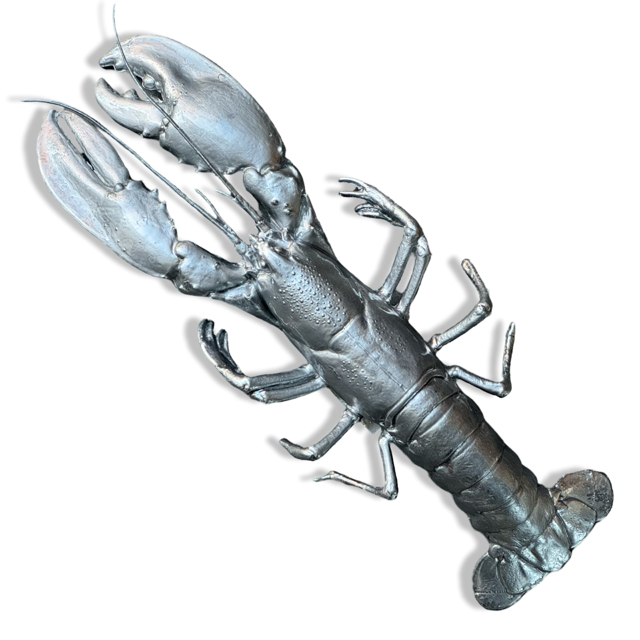 Metallic kreeft decoratie zilver