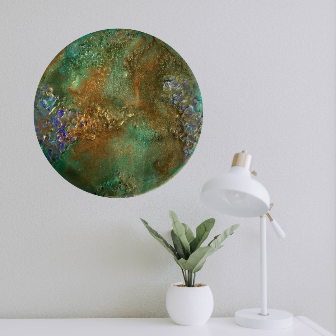 Epoxy schilderij - EMERALD - Ø40 cm