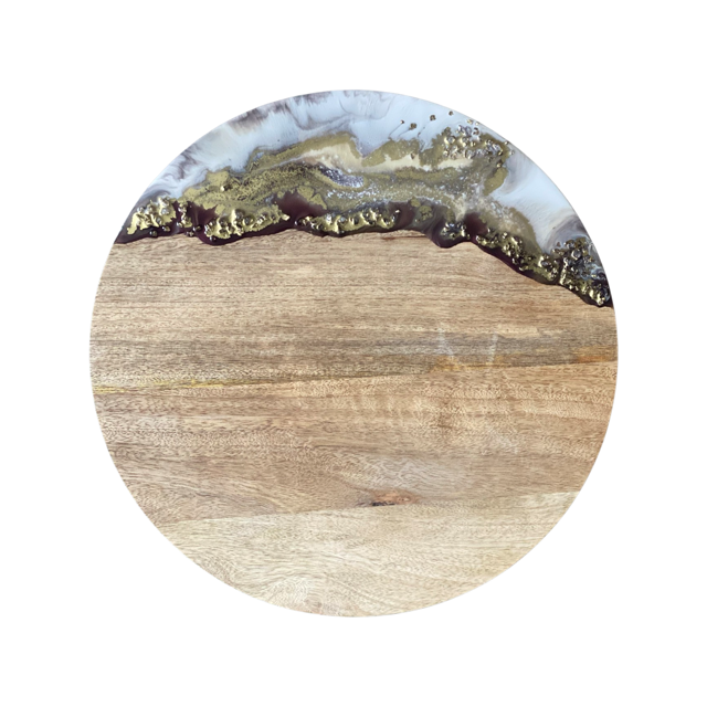 Epoxy borrelplank Ø39 cm Glamour bordeaux/wit/goud