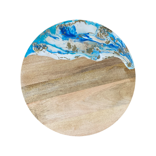 Epoxy borrelplank Ø39 cm shades of blue