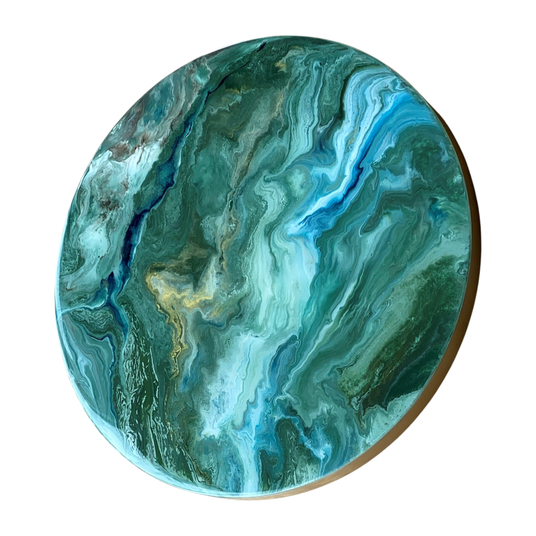 Epoxy schilderij - OLIVE - Ø 40 cm